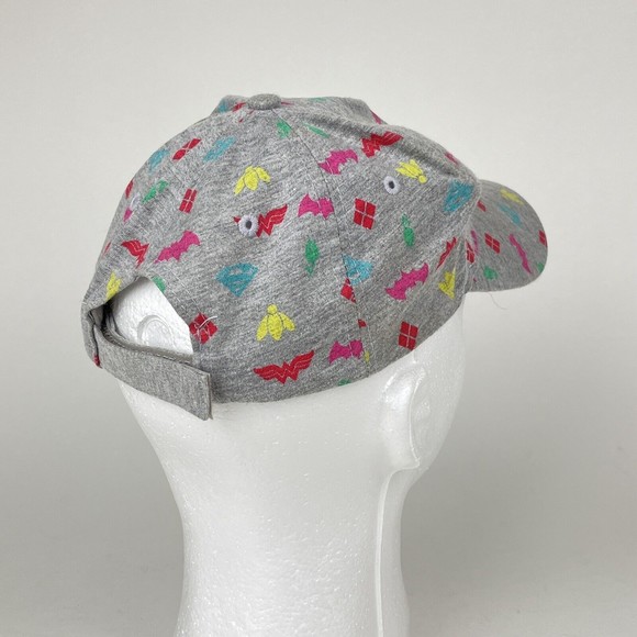 Girls DC Superhero Hat Be Awesome Gray w/ Superhero Symbols Wonder Woman Batman - Picture 5 of 12